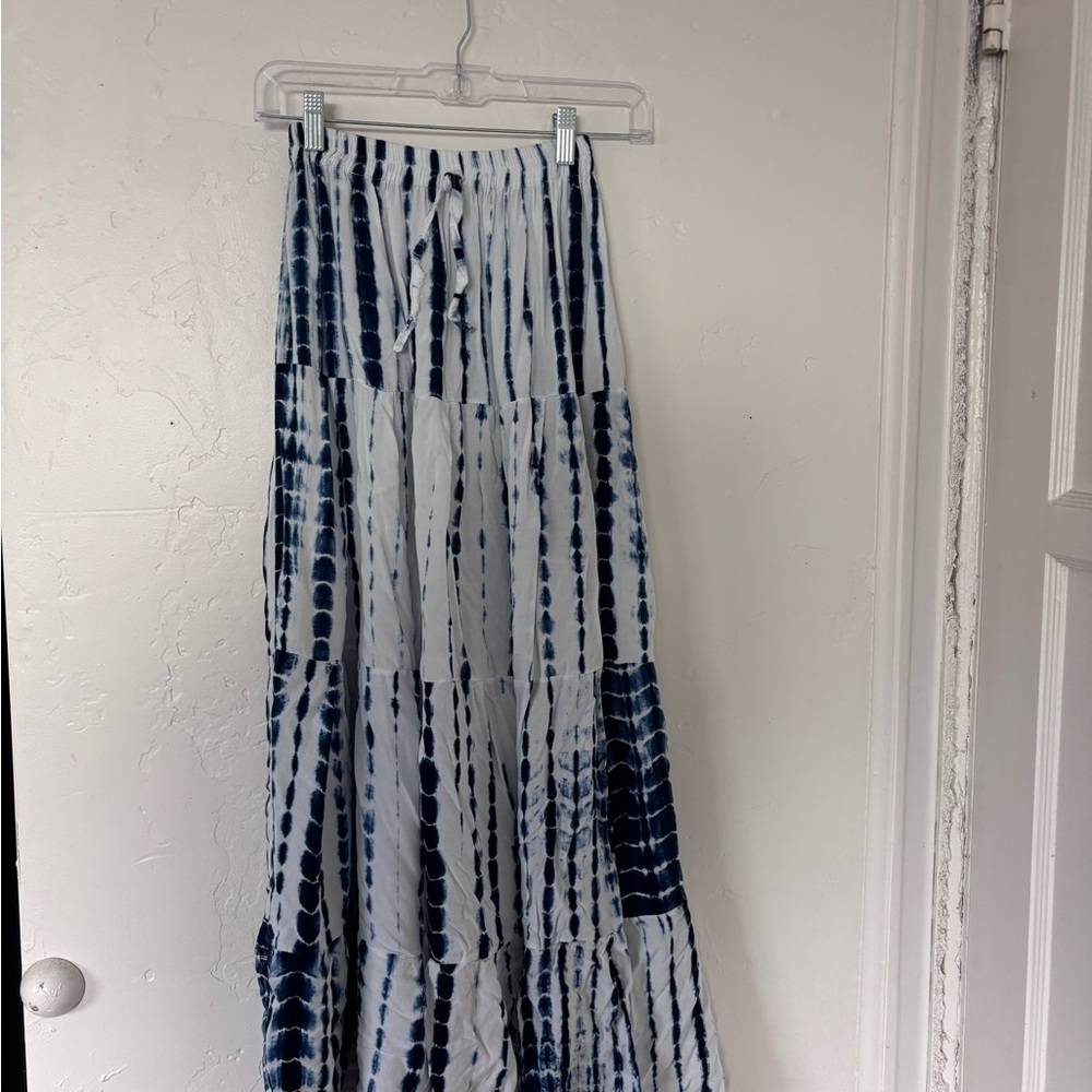Blue Tie-Dye Maxi Skirt